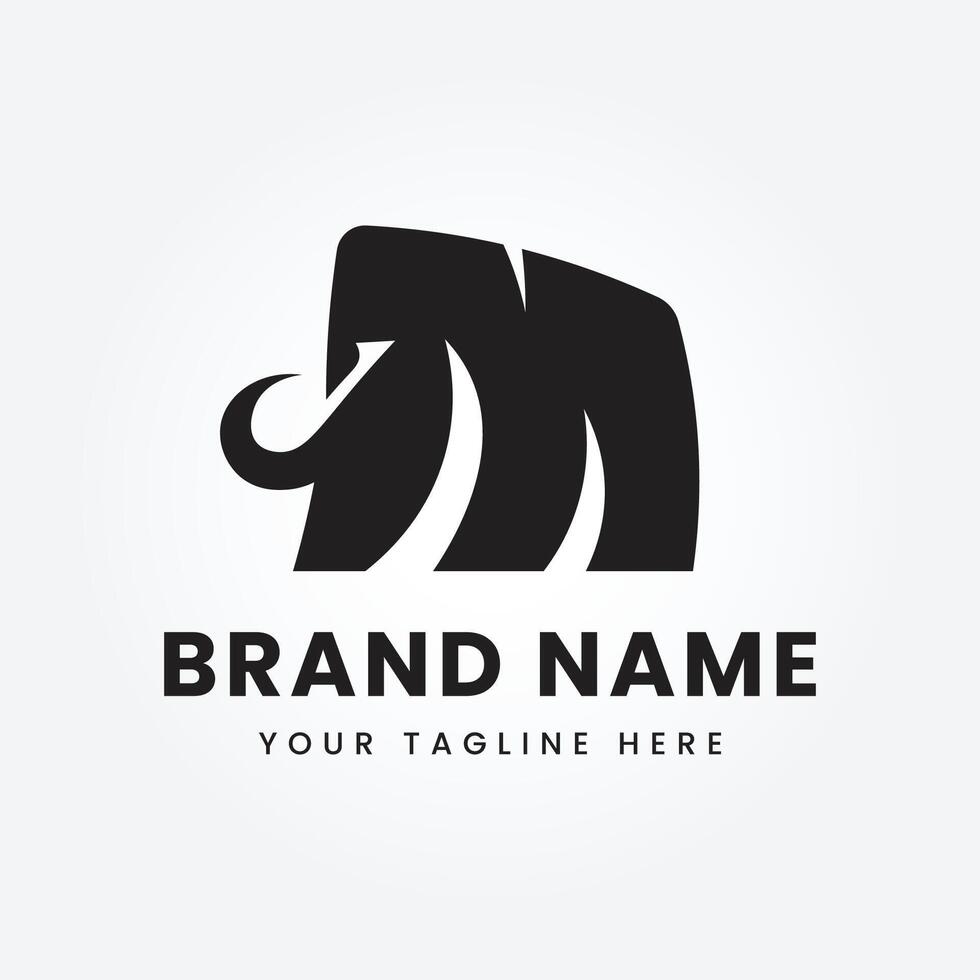 M letter vector logo combined with Mammoth or ancient elephant shape