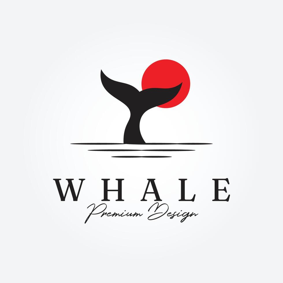whale tail logo vector illustration design, cute whale fish logo design