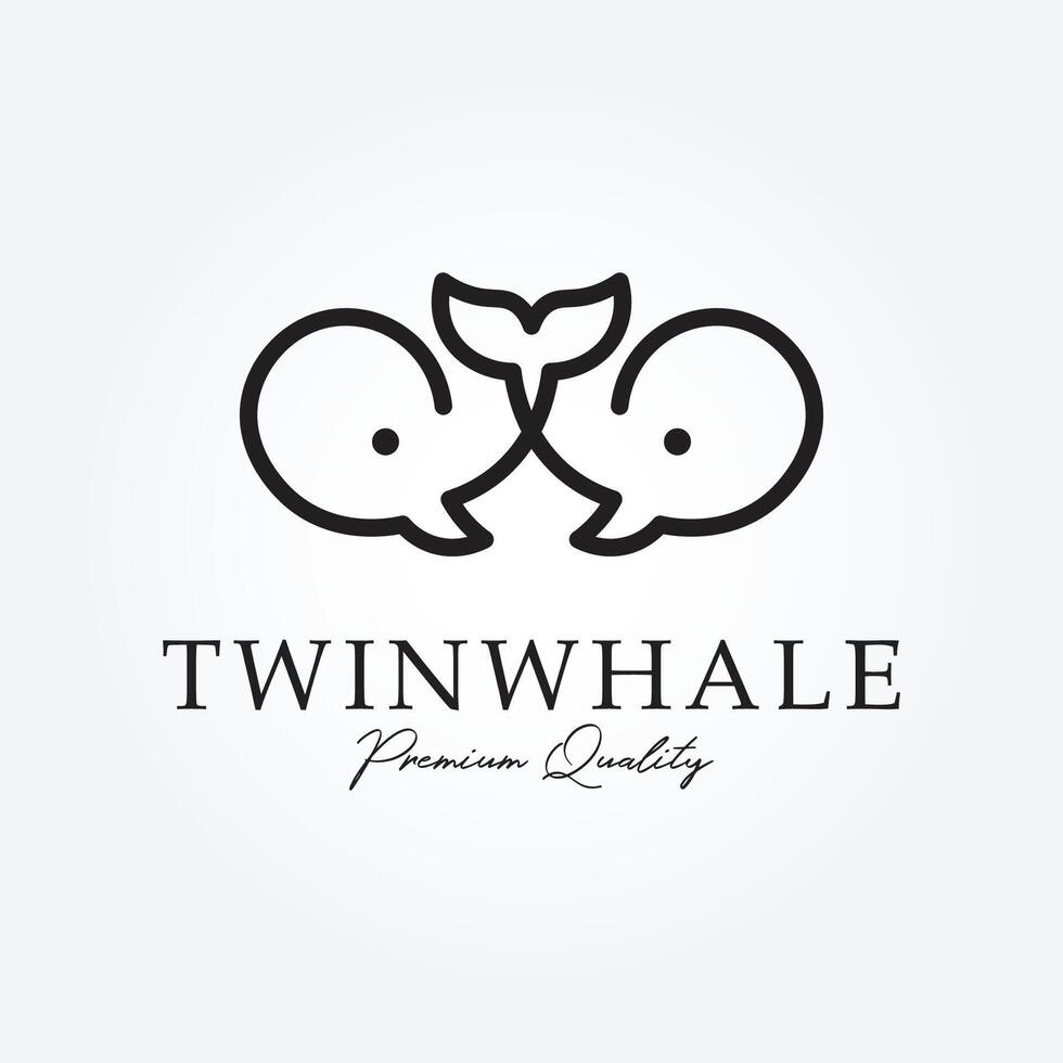 line art twin whale logo vector illustration design graphic