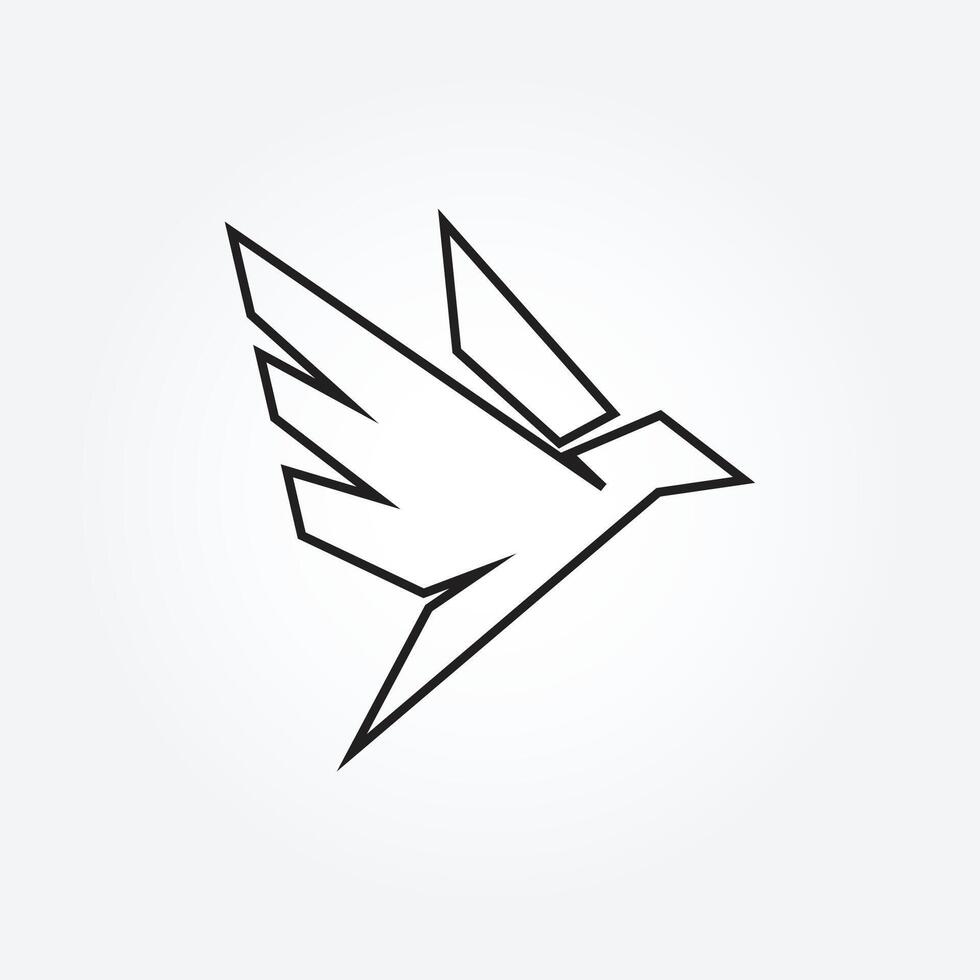 hummingbird line art logo, simple animal vector illustration design