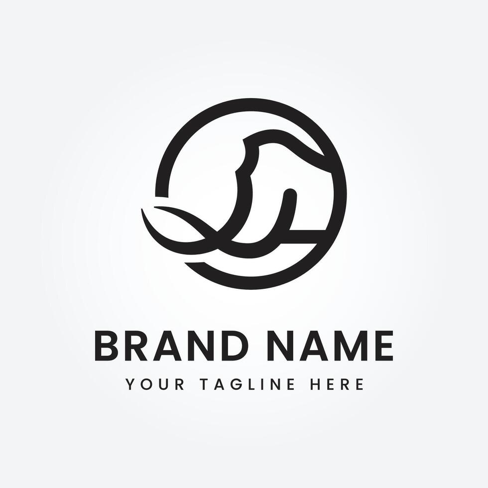 mammoth head logo line art design. flat vector simple element illustration