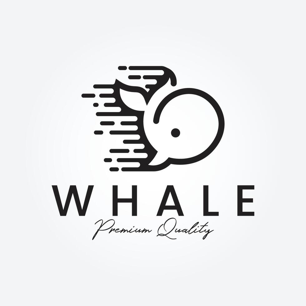 whale ocean line art logo vector minimalist illustration design, sea