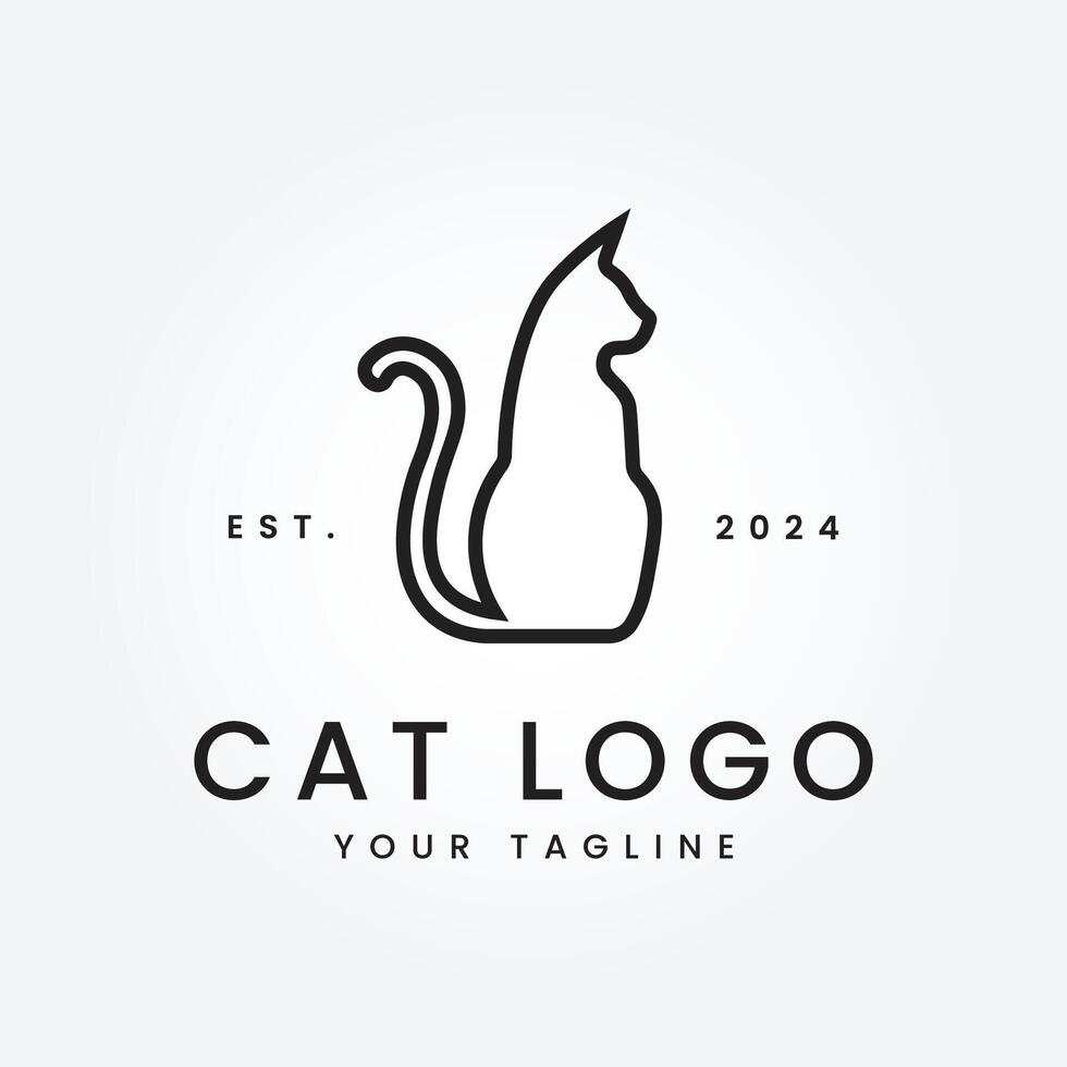 un línea Arte icono logo de un gato vector