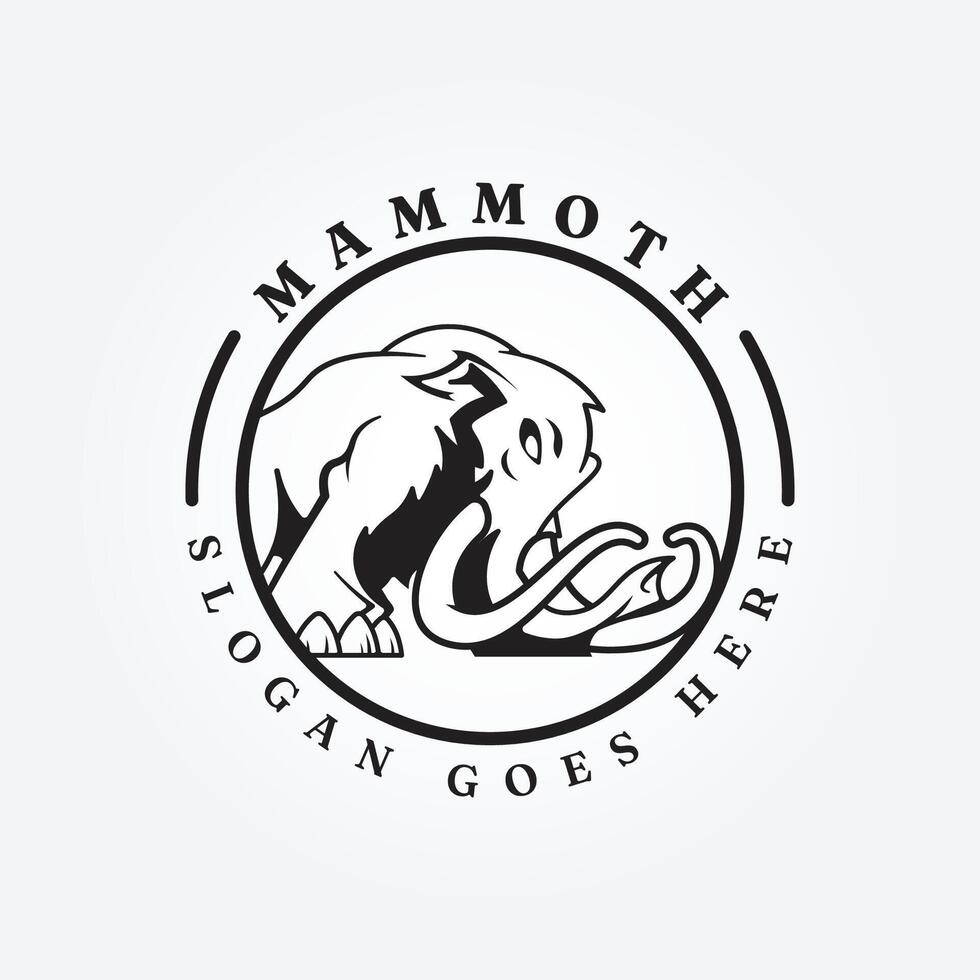 lanoso mamut logo vector diseño modelo con largo colmillos