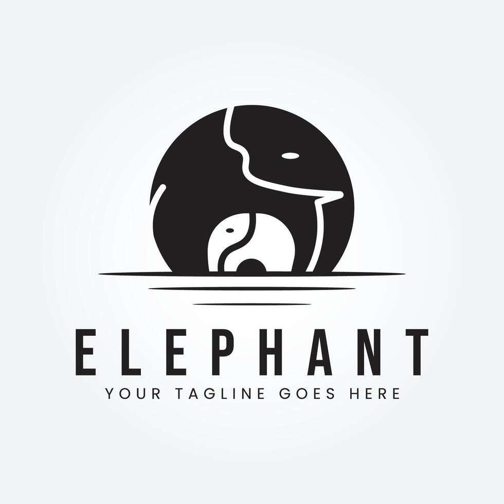 linda elefante familia vector logo diseño ilustración