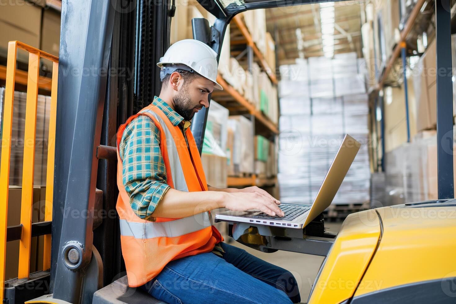 AI generated Industrial warehouse team engineer or worker man 