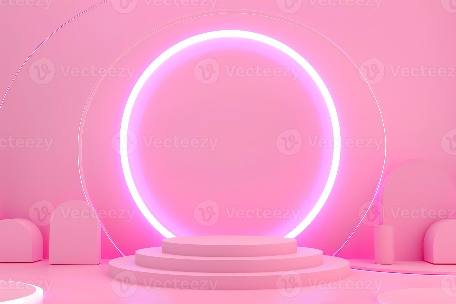 AI generated Valentine 3D background concept. Minimal background, mock up with pink background podium product stage studio 3d light display abstract stand award luxury geometry shape Valentine. photo