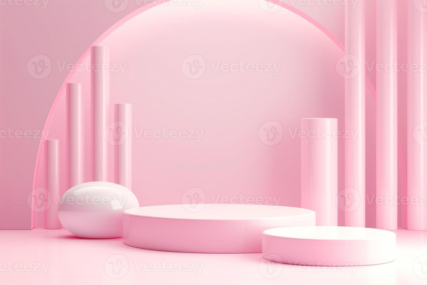 AI generated Valentine 3D background concept. Minimal background, mock up with pink background podium product stage studio 3d light display abstract stand award luxury geometry shape Valentine. photo