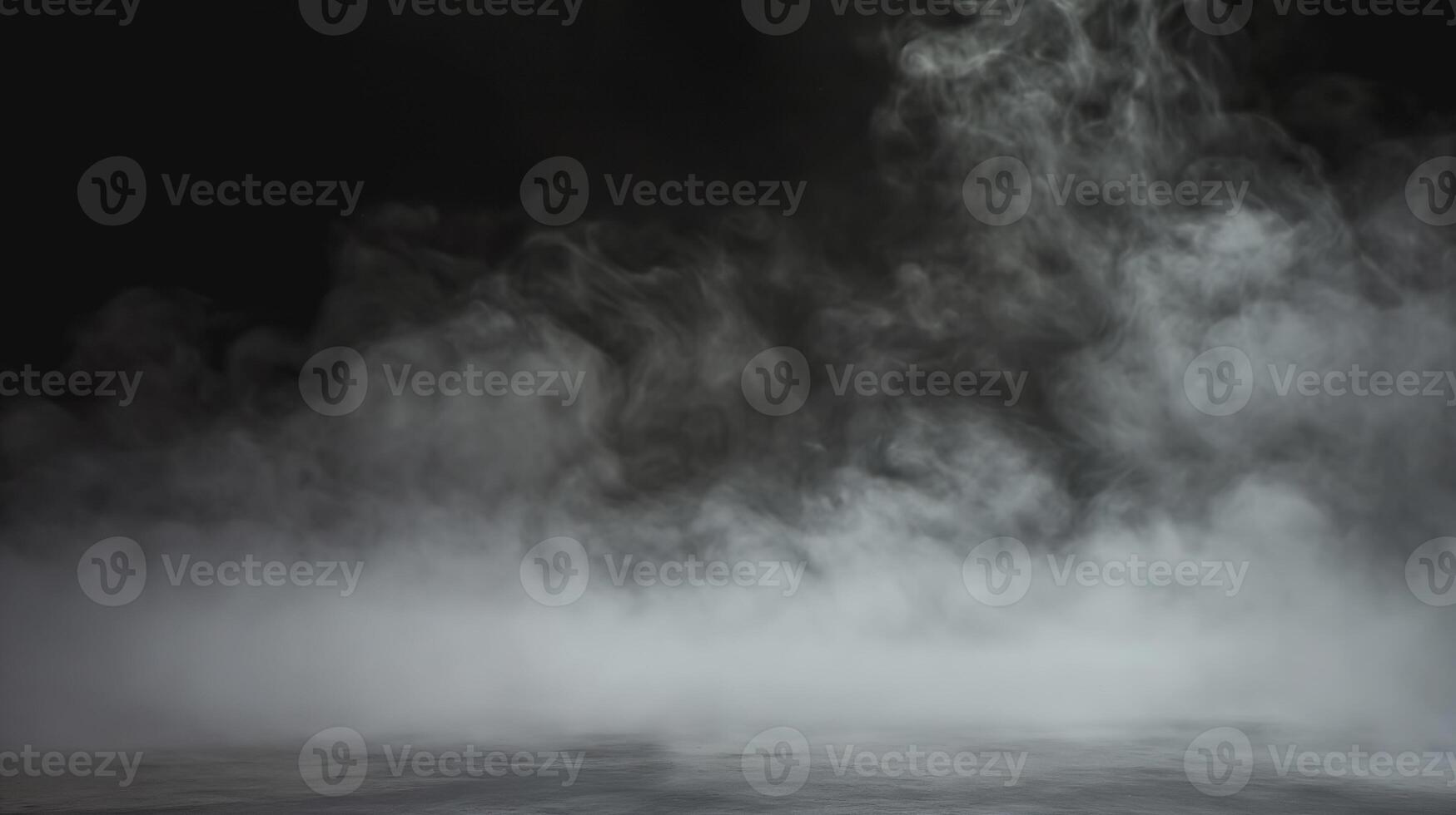 AI generated White smoke on black or dark background. Abstract Smoke In Dark Background, abstract Smoke Background lighting from above. Neon Lights, Searchlight. Copy Space. photo