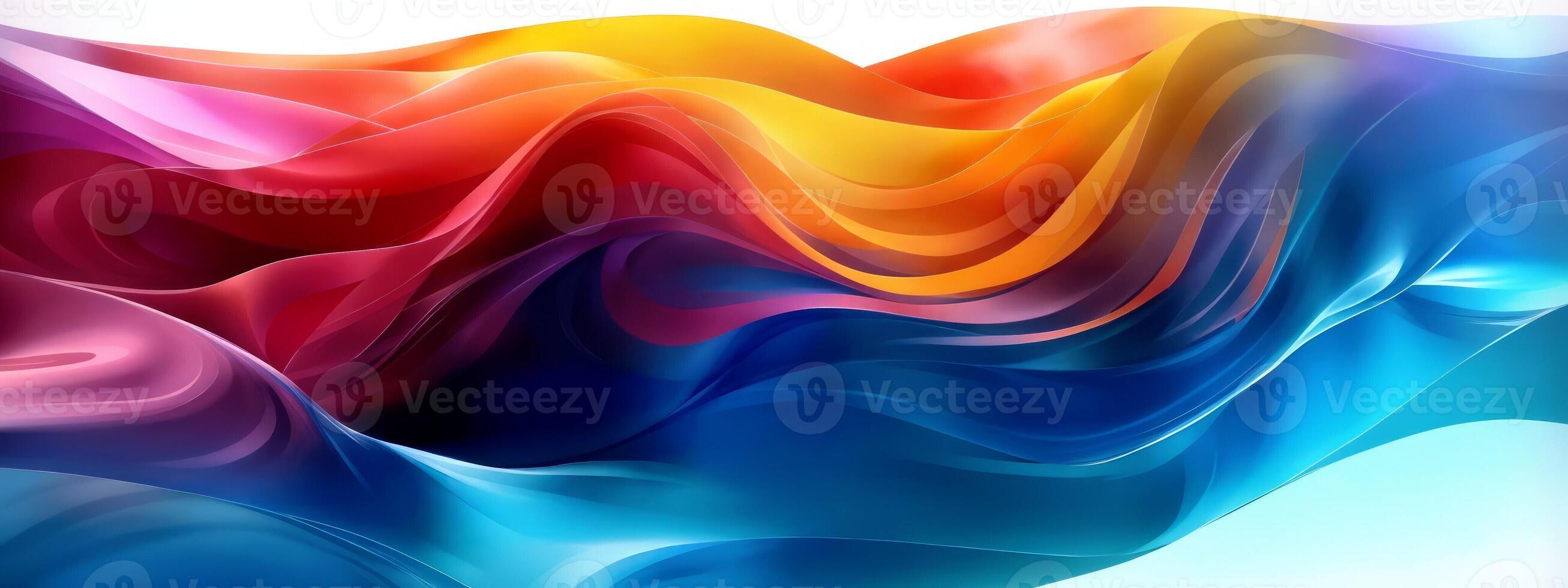 AI generated An abstract artwork with vibrant colors, smooth waves, and a fluid texture. photo