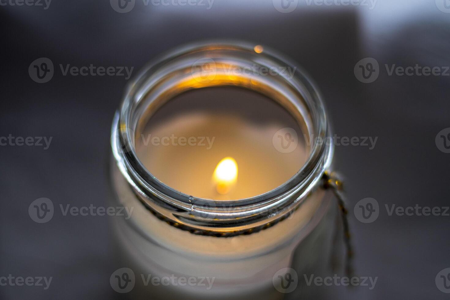 Close up shot of the burning candle. Decoration photo