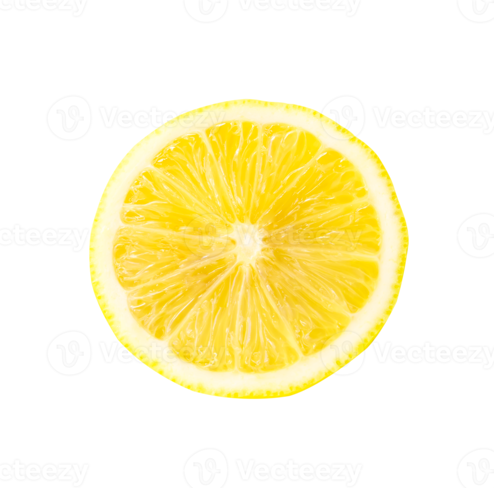 Top view of yellow lemon half isolated with clipping path in png file format