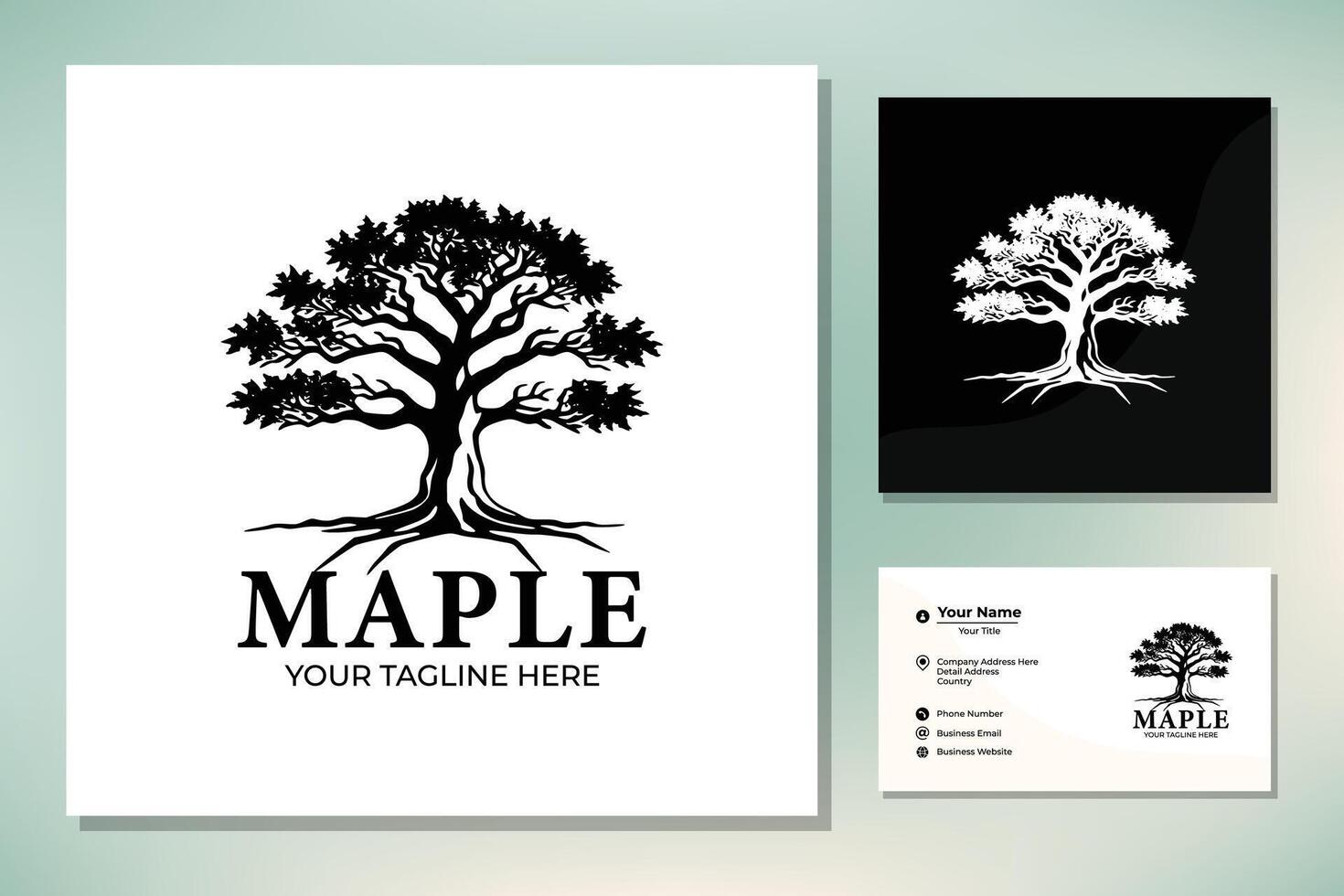 Dry Dead Oak Maple Banyan Cedar Tree Silhouette illustration logo design vector