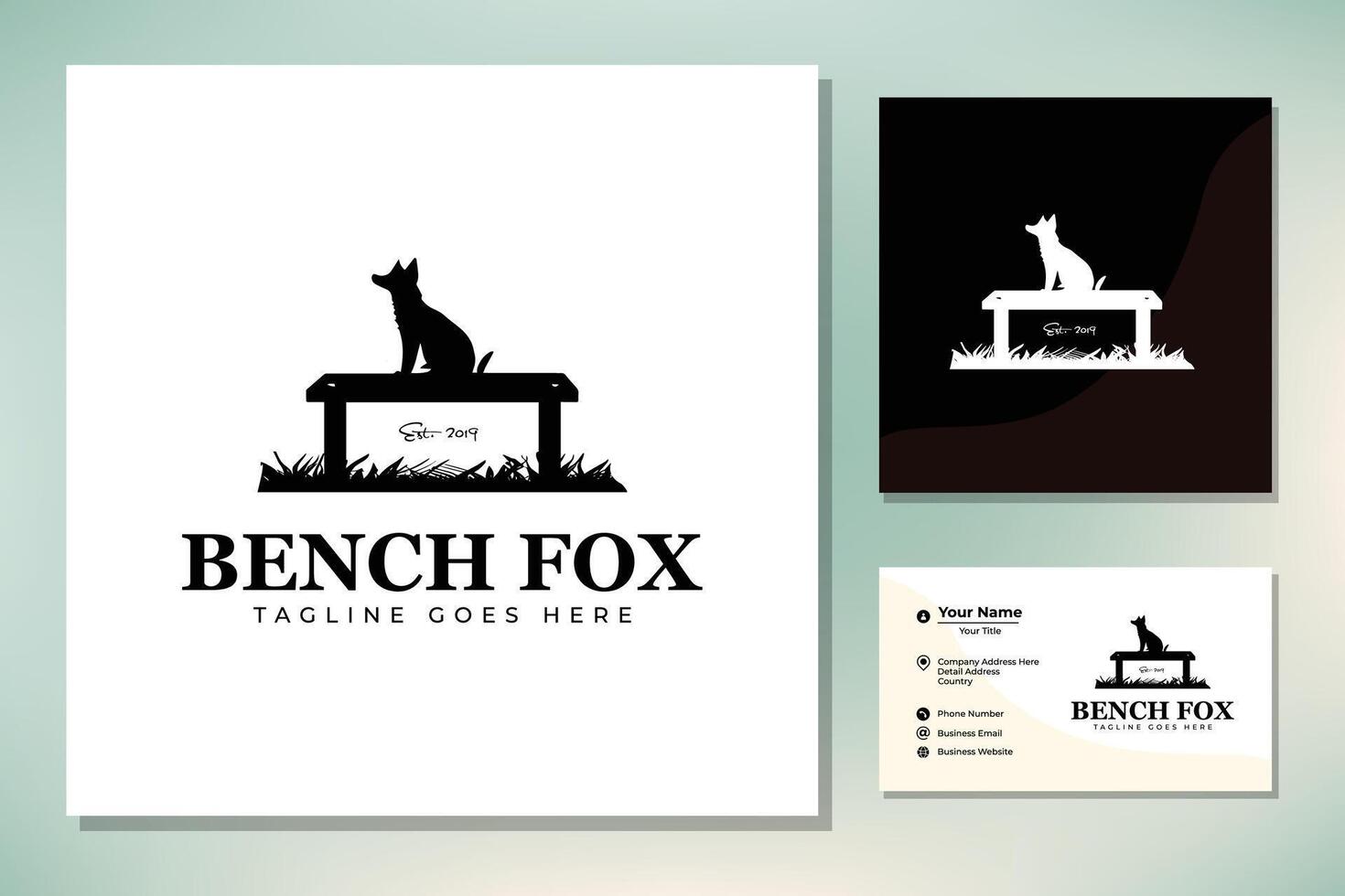 Fox Dog Wolf Coyote sitting on the wooden bench vector