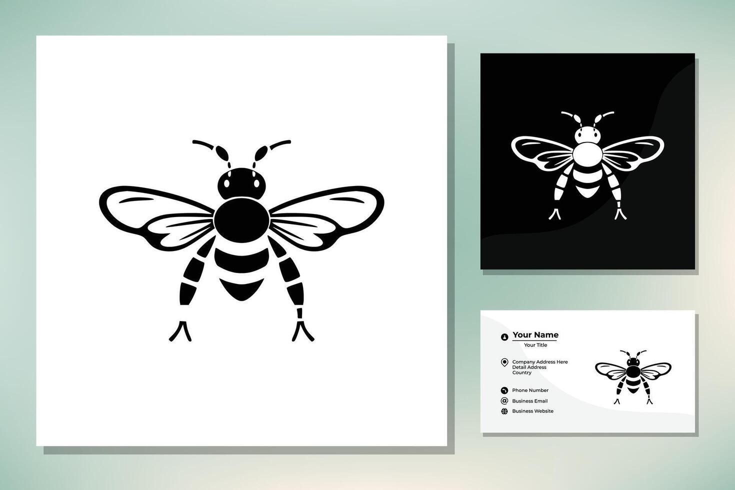 Cartoon Line Art Honey Bee Bumblebee logo clip art design vector