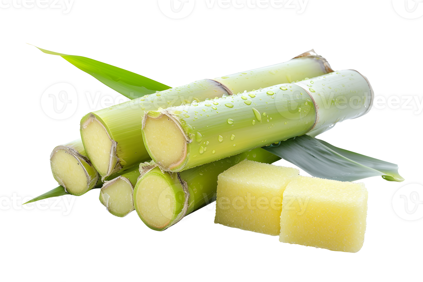 AI generated Sugar cane isolated with clipping path and full depth of field PNG