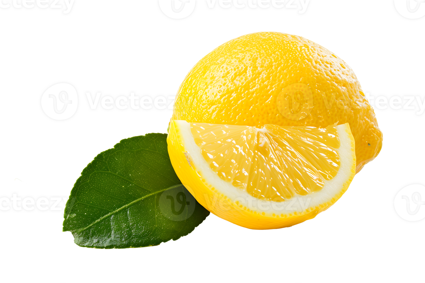 AI generated Lemon and slice lemon with leaf PNG