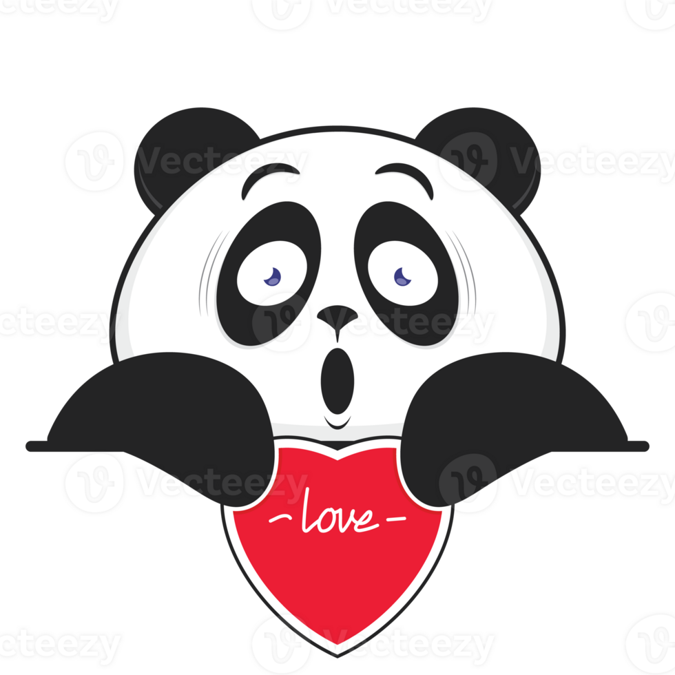 panda surprised holding heart cartoon cute png