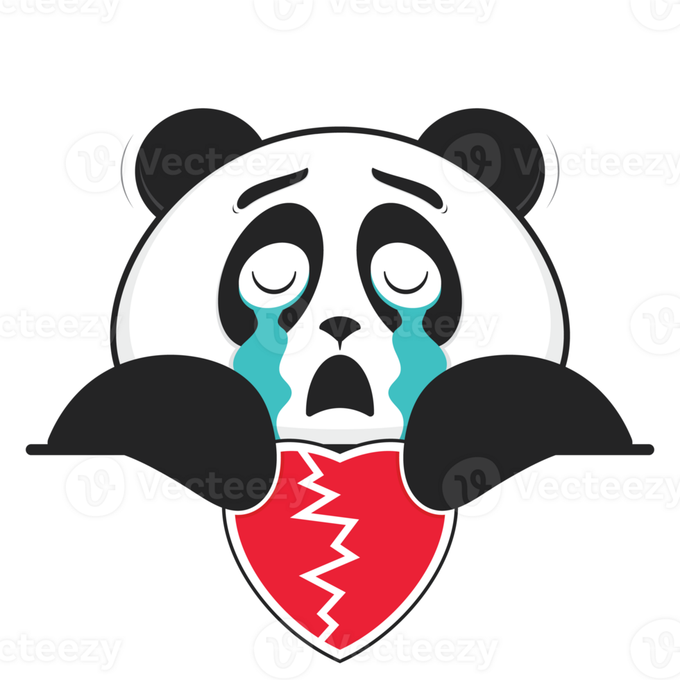 panda crying holding heart cartoon cute png