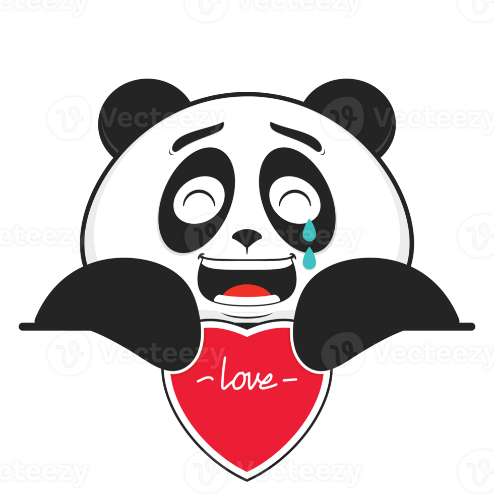 panda laughing holding heart cartoon cute png