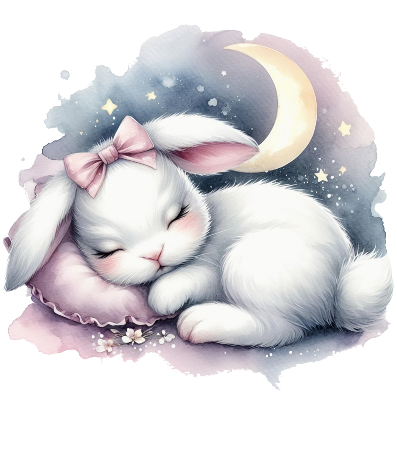 ai généré en train de dormir bébé lapin aquarelle clipart ai généré png