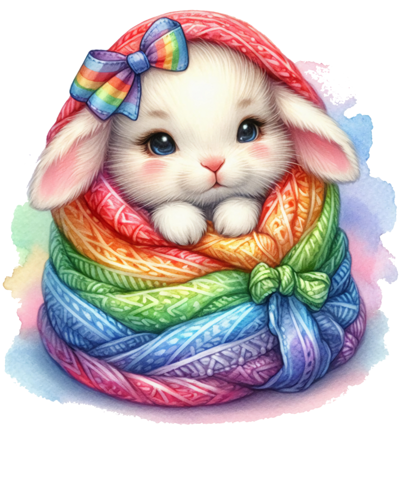 AI generated Sleeping Baby Bunny Watercolor Clipart Ai Generated png