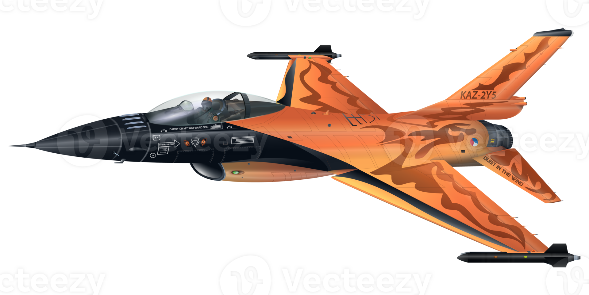 F-16 Fighting Falcon. Modern combat aircraft. Realistic style. Stylized image of a fighter jet on transparent background. png