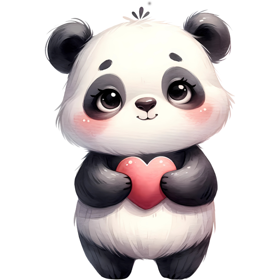 AI generated Animal holding the heart clipart for love in Valentine Day png