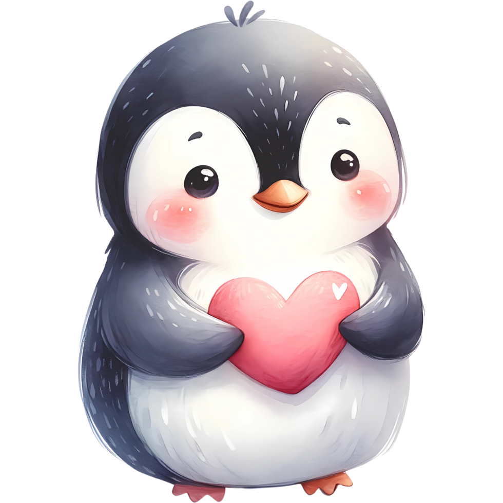 AI generated Animal holding the heart clipart for love in Valentine Day png