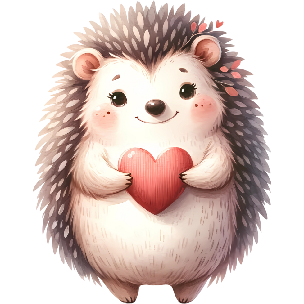 AI generated Animal holding the heart clipart for love in Valentine Day png