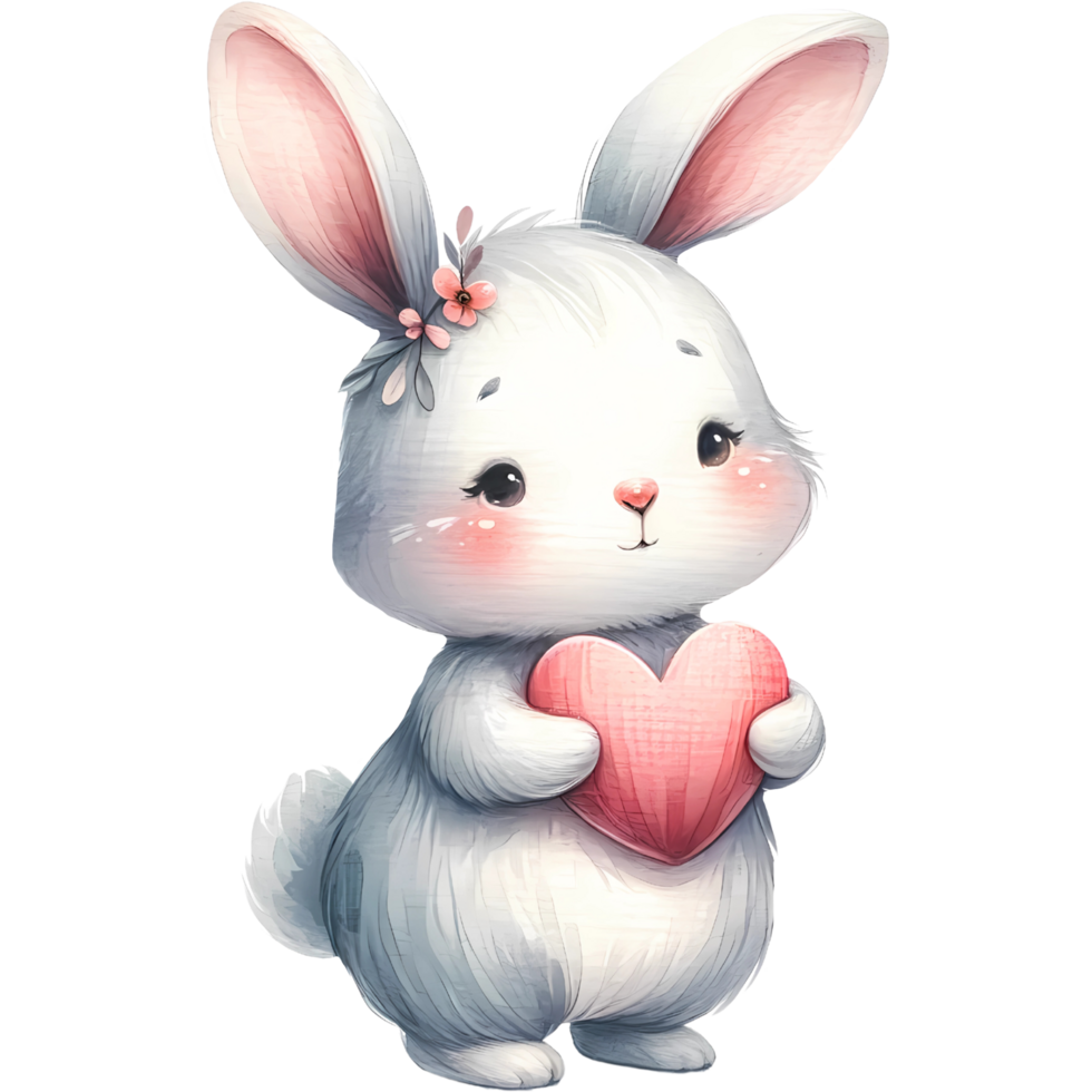 AI generated Animal holding the heart clipart for love in Valentine Day png