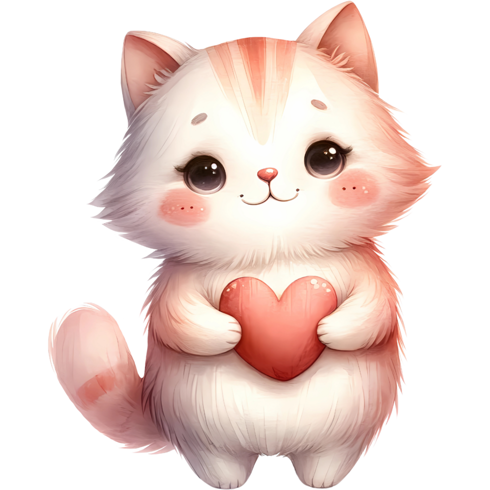 AI generated Animal holding the heart clipart for love in Valentine Day png