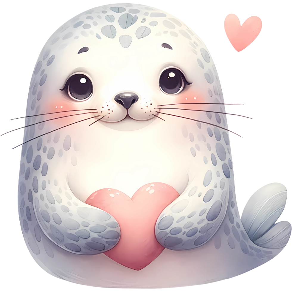 AI generated Animal holding the heart clipart for love in Valentine Day png