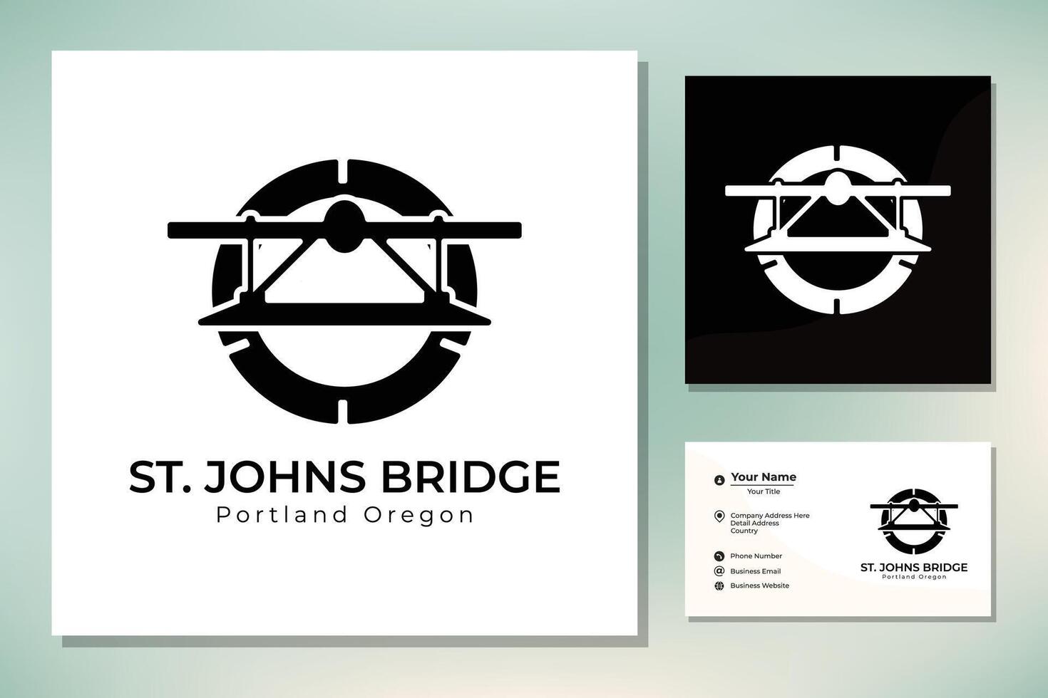 Silhouette of St. Johns Suspension Bridge Portland Oregon Building Landmark logo vector