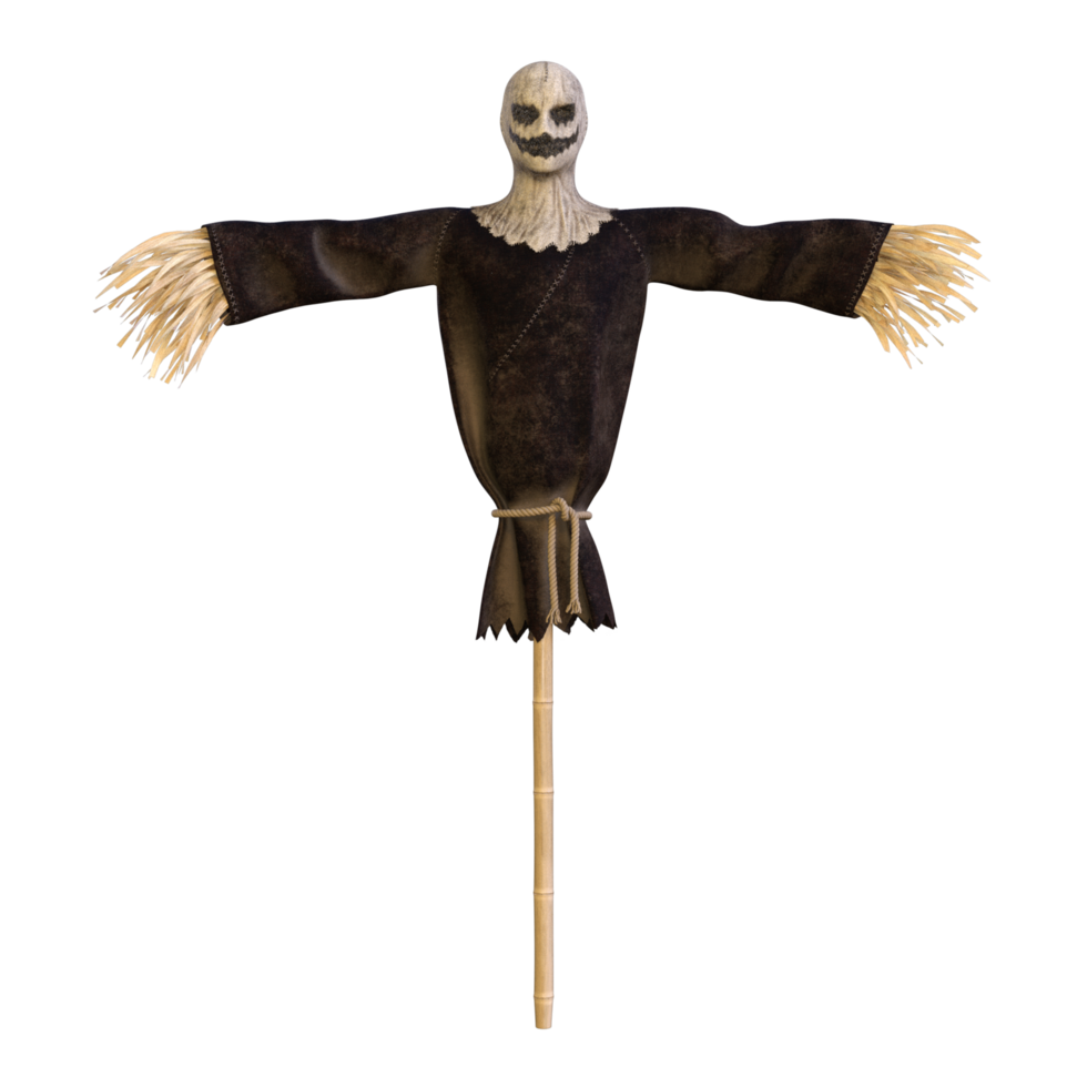 a scarecrow on a stick with a skeleton on it png