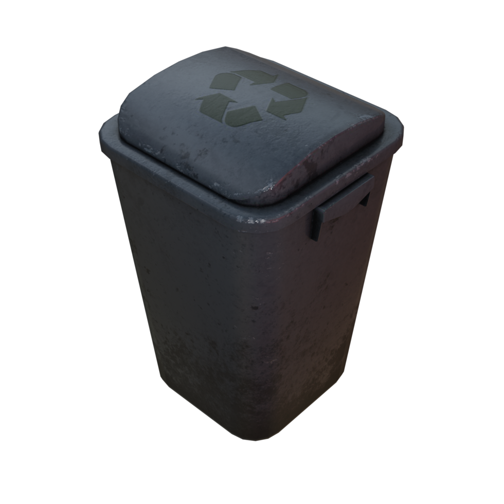 a black trash can with a recycling symbol on it 38348974 PNG