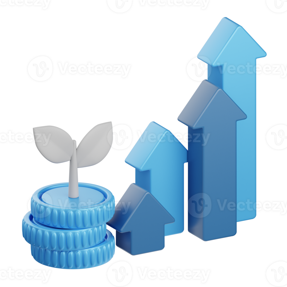 3d renderen winst geïsoleerd nuttig voor bedrijf, analyse, web, geld en financiën ontwerp element png