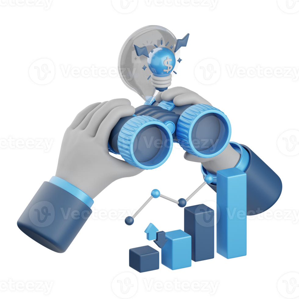 3d le rendu vision isolé utile pour entreprise, analytique, la toile, argent et la finance conception élément png