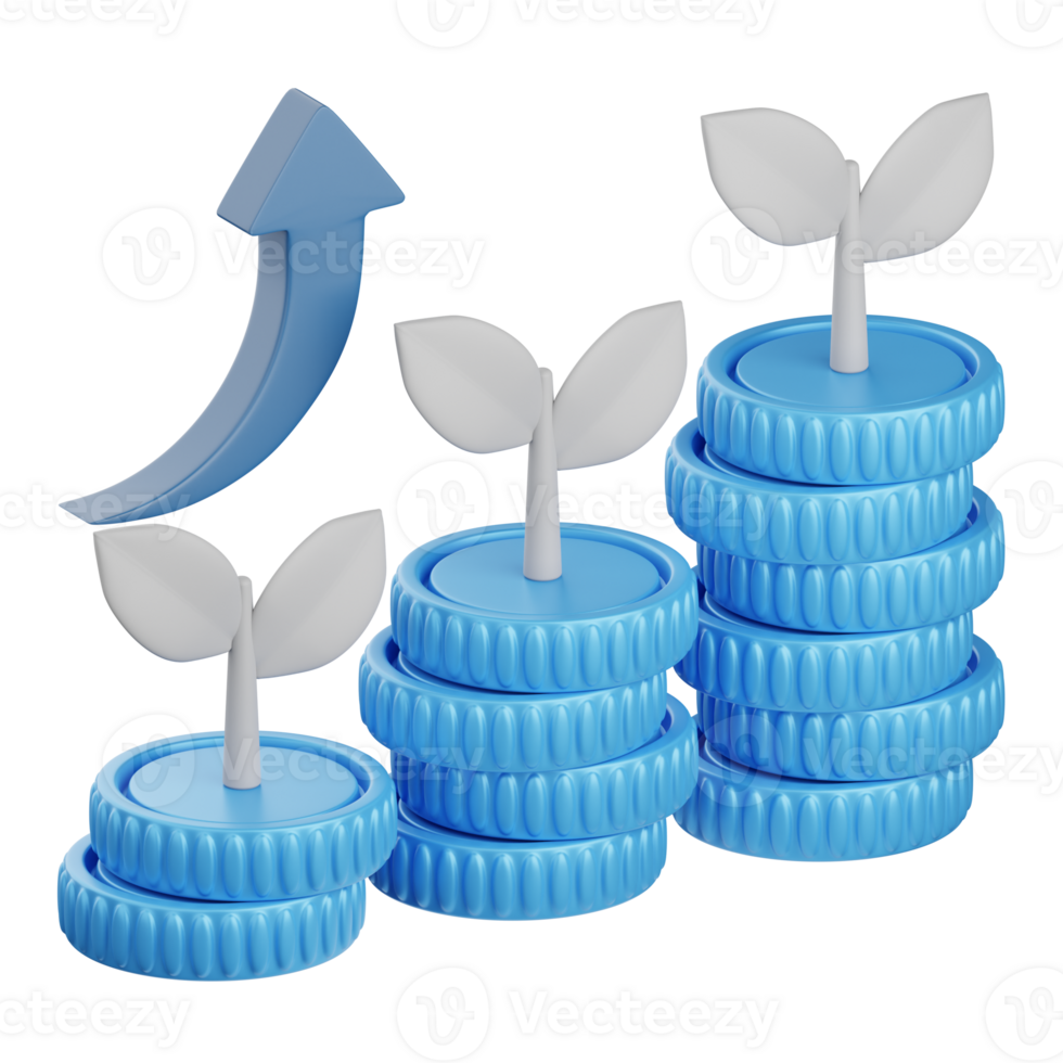 3d le rendu croissance isolé utile pour entreprise, analytique, la toile, argent et la finance conception élément png