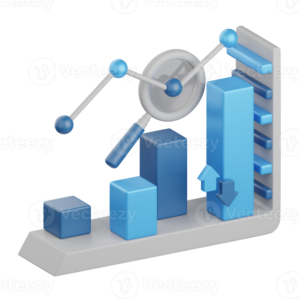 3d rendering market analysis isolated useful for business, analytics, web, money and finance design png