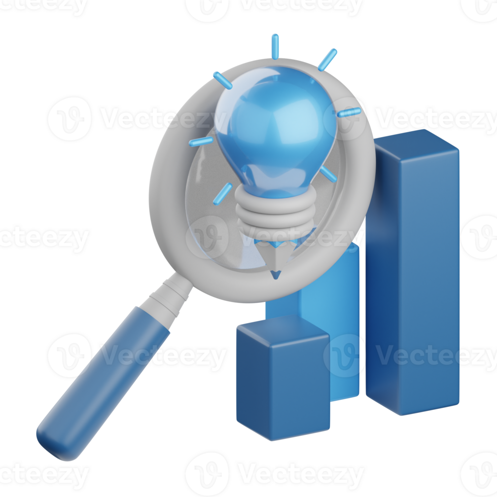 3d rendering insight isolated useful for business, analytics, web, money and finance design element png