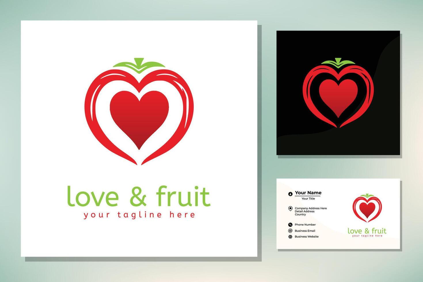 Apple and heart, love for fruits vector