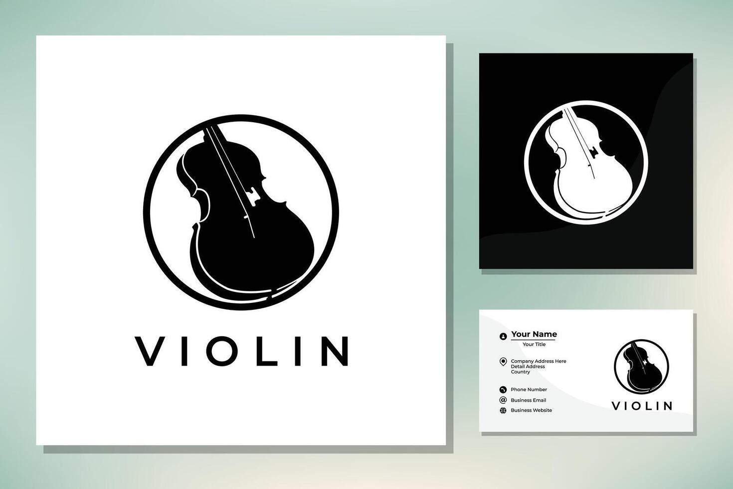 Violin Viola Fiddle Cello bass Contrabass Headstock music instrument logo design inspiration vector