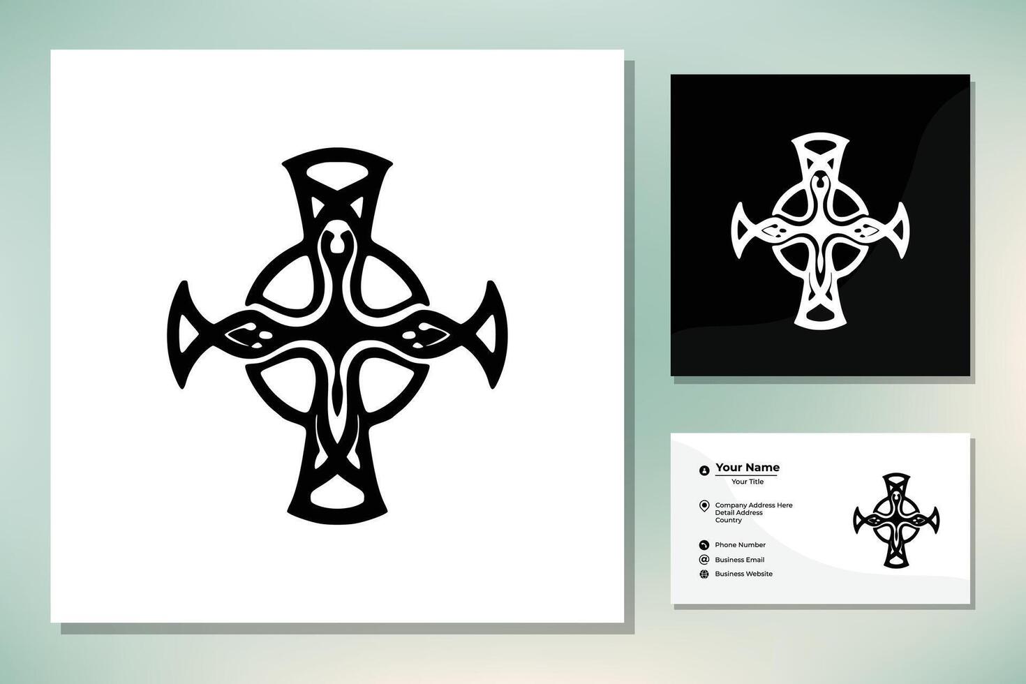 Celtic Cross Knot Christian Catholic Jesus Crucifix for Church logo design vector