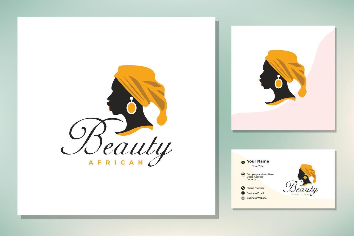 belleza niña de África logo diseño vector