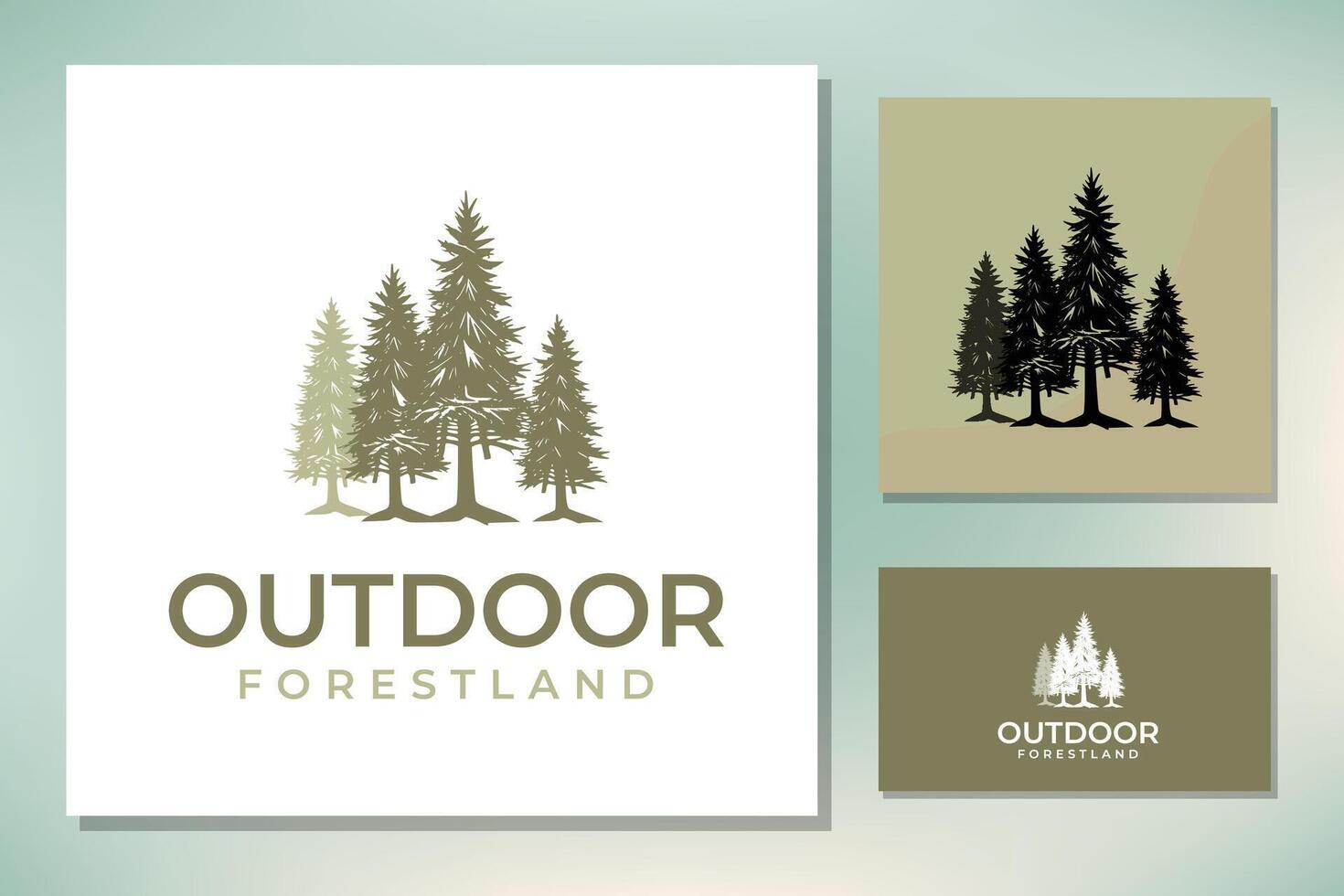 Pine trees spruce cedar nature evergreen environment vintage simple logo design vector