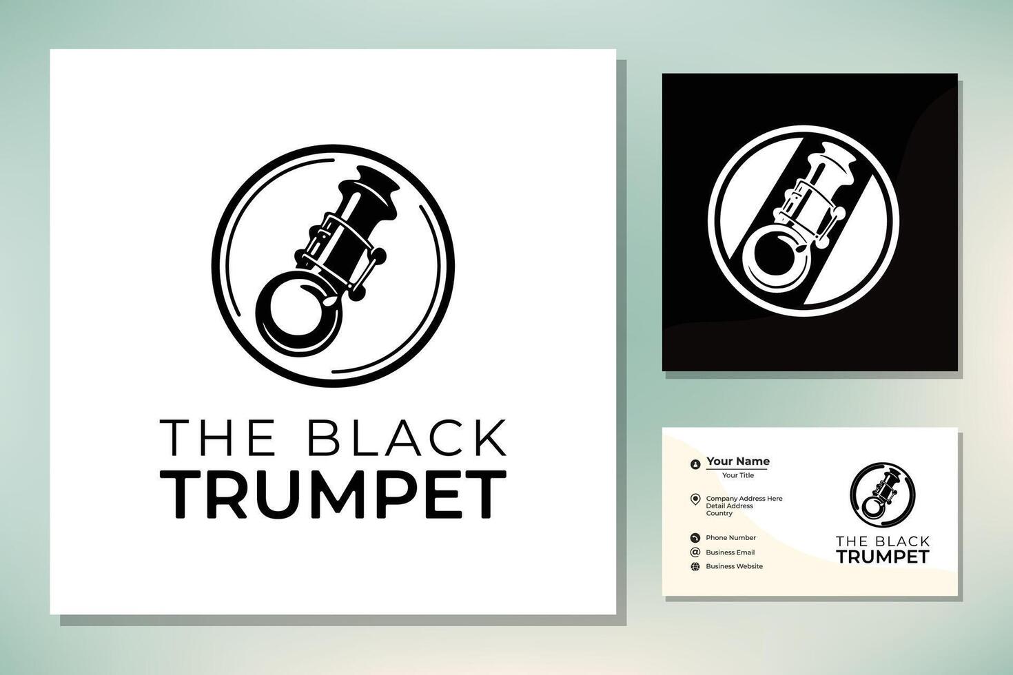 Brass musical instrument, simple black trumpet for jazz music