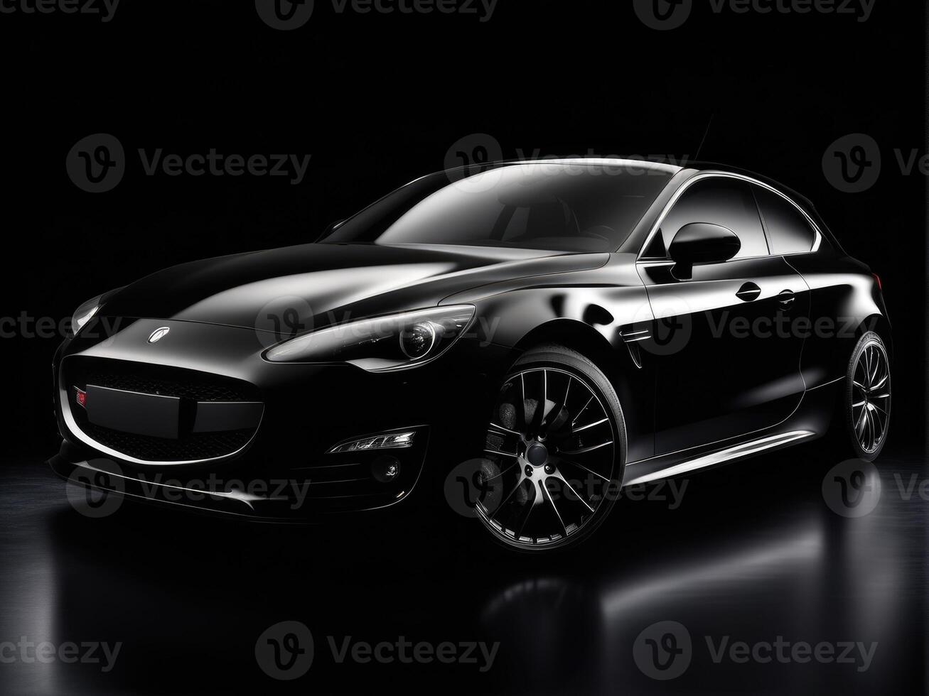 AI generated black generic sport unbranded car on a dark background photo