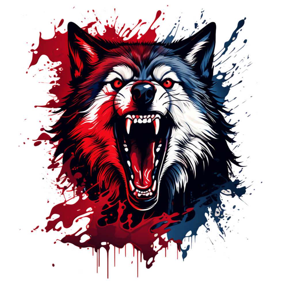 AI generated illustration of a wolf's face, good for t-shirts png