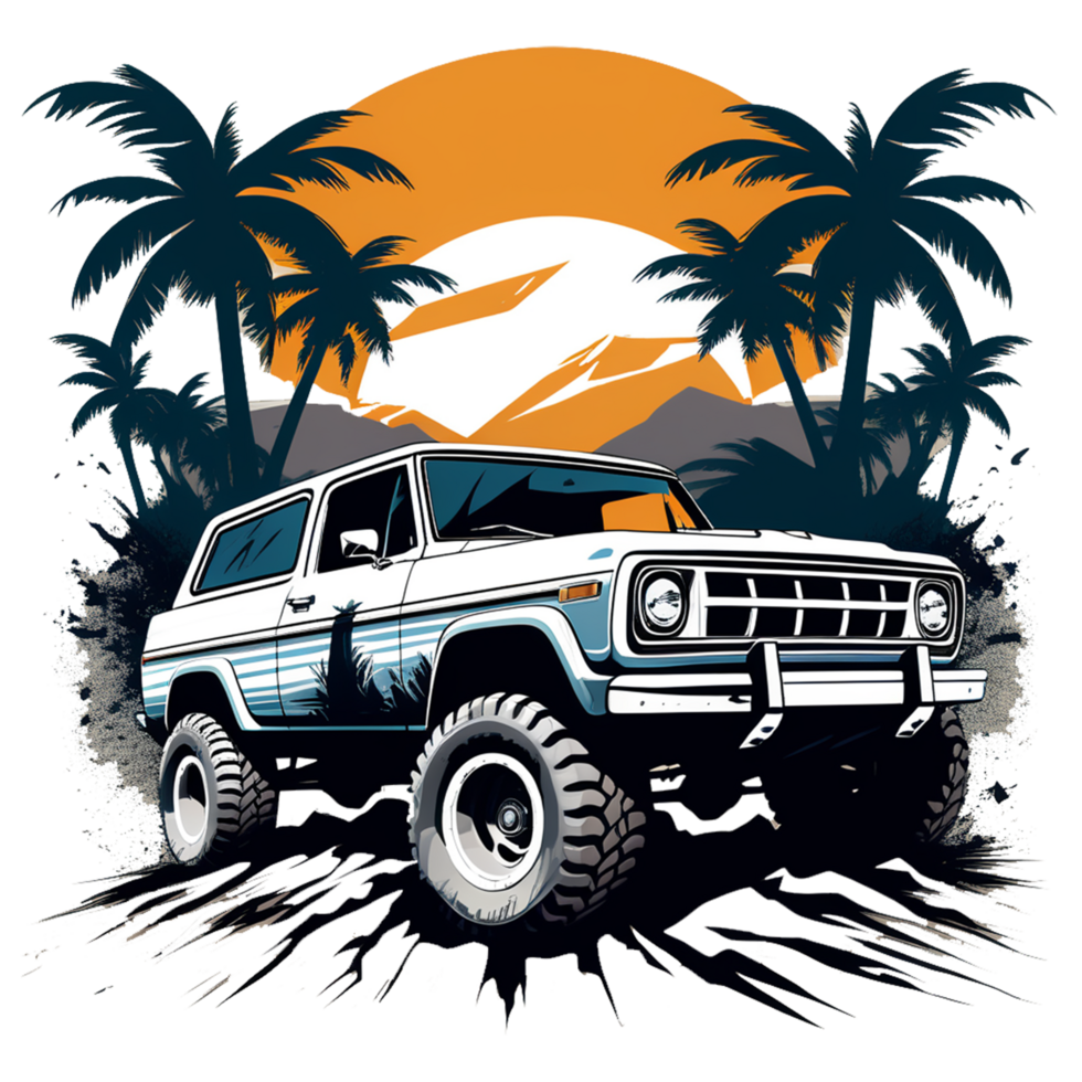 AI generated off-road car illustration for t-shirt images png